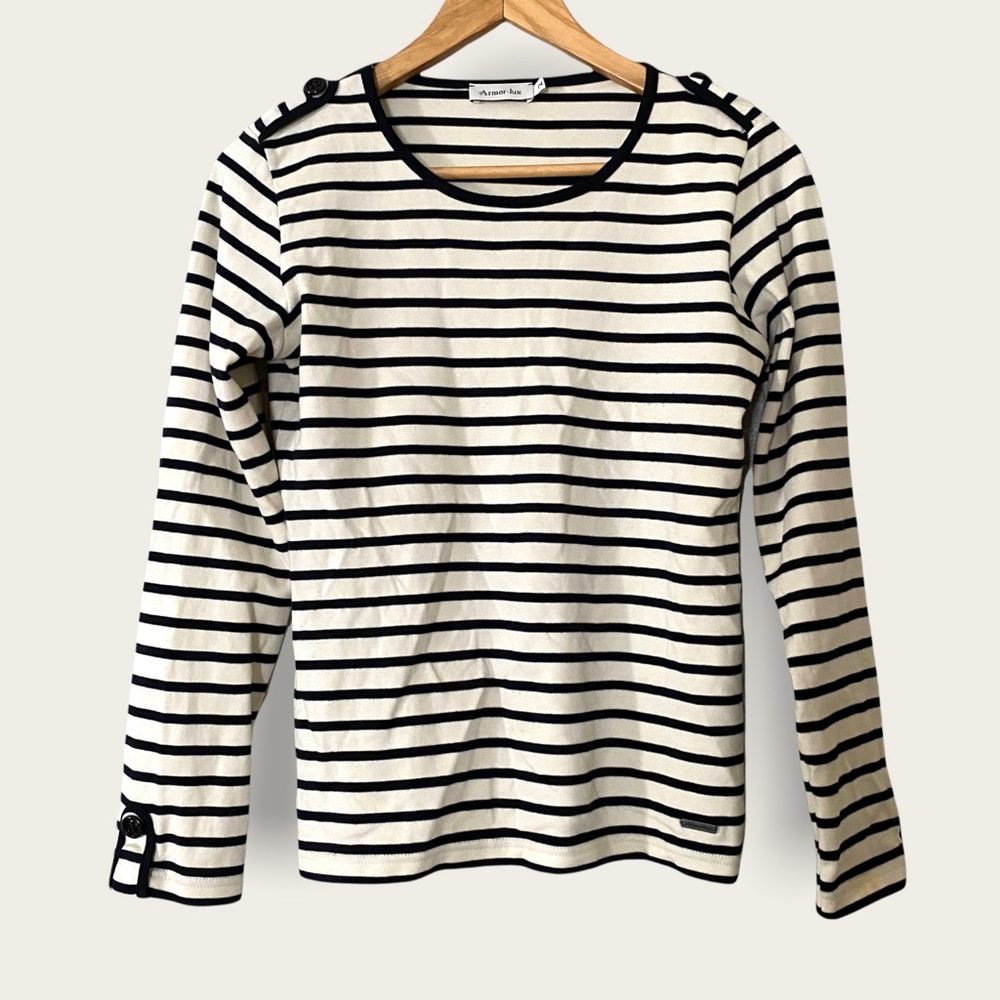 Armor Lux Striped Long Sleeve Pullover FLAWED
